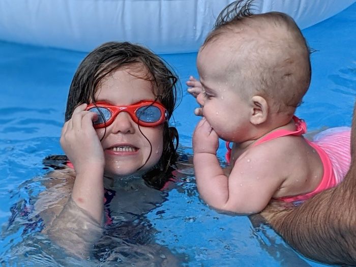 Swimming in our pool