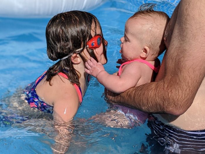 Swimming in our pool