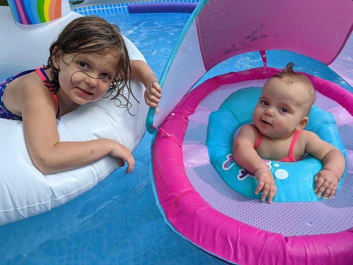 Swimming in our pool