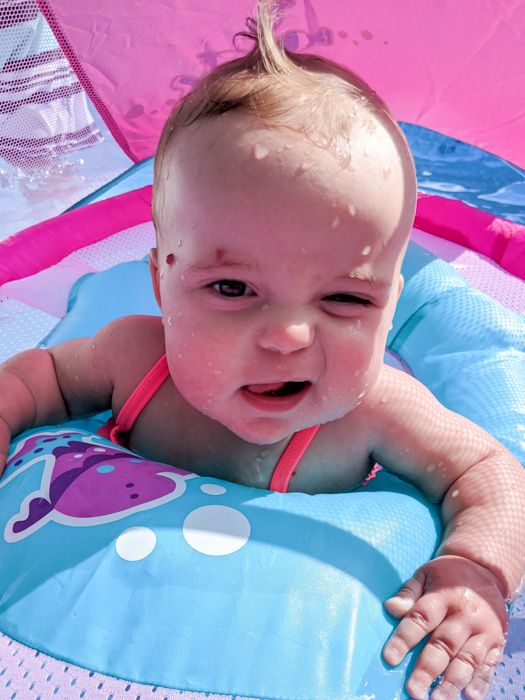 Swimming in our pool