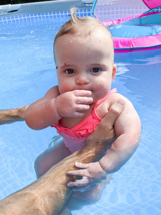 Swimming in our pool